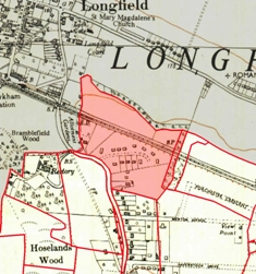 Map showing extent of Hottsfield (coloured pink)